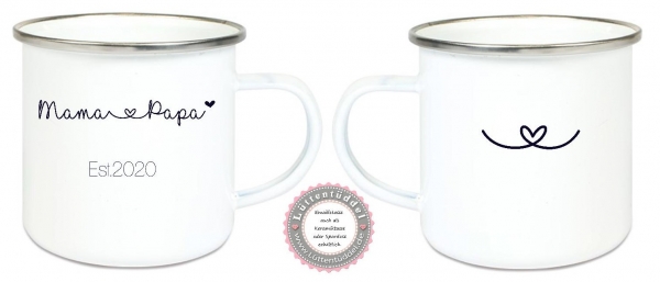 ♥ Becher Tasse Emaillebecher personalisiert MaMa PaPa, Einschulung KITA Dankeschön, Muttertag, Vatertag Abschied, Jubiläum, Geschenk, von Lüttentüddel